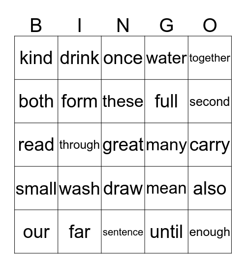 Grade 2 - November, 2013 Bingo Card