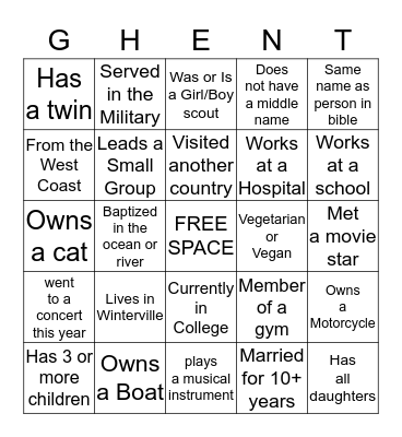 Gateway Volunteer Appreciation Bingo Card