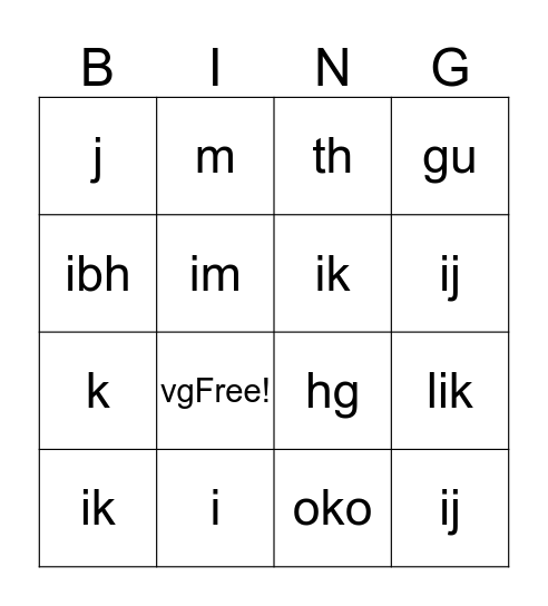 Friere bingo Card