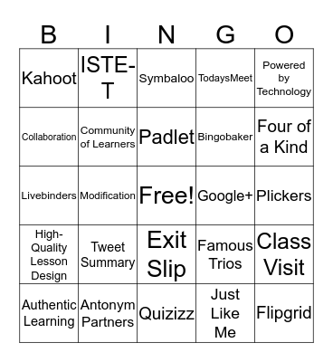 Tech Training Bingo 18-19 Bingo Card