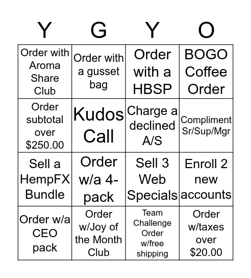 YGY-O! 102418 Bingo Card