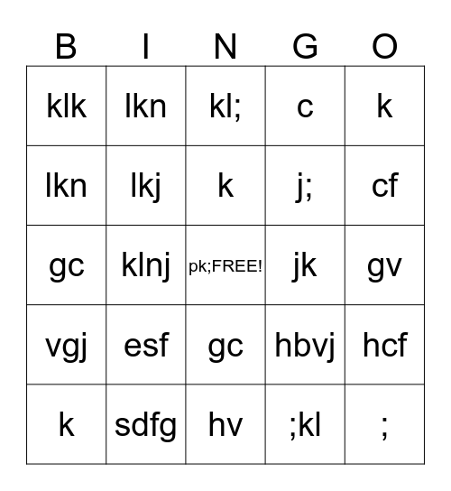 Mental Health Bingo Card