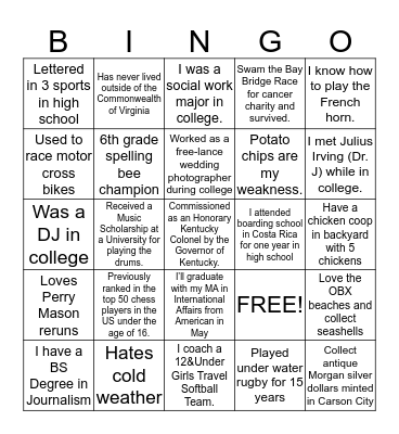 Find someone who... Bingo Card