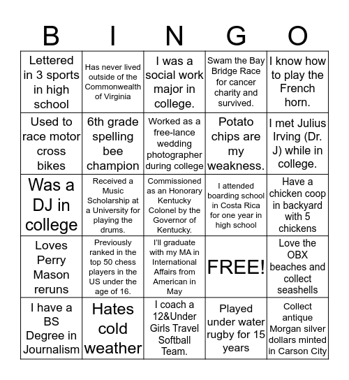 Find someone who... Bingo Card