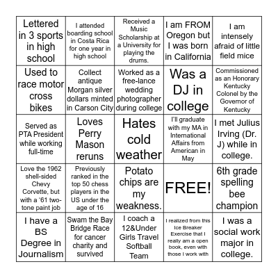 Find someone who... Bingo Card