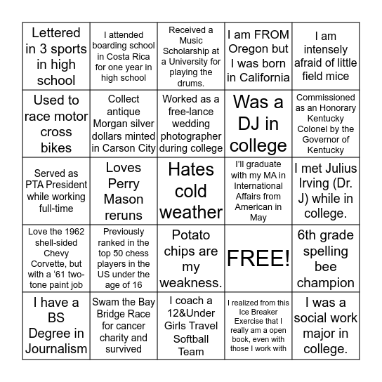 Find someone who... Bingo Card