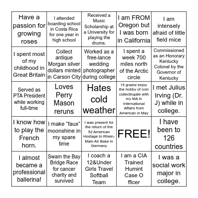 Find someone who... Bingo Card