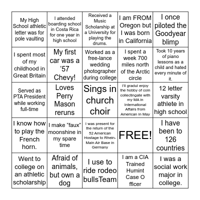 Find someone who... Bingo Card