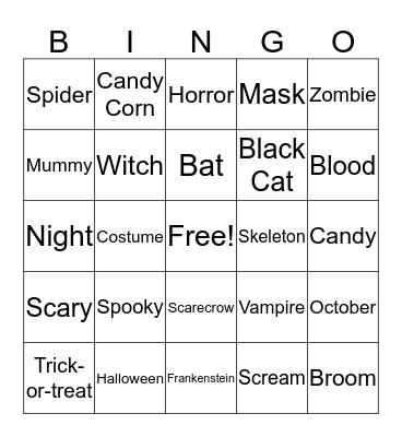 Halloween Bingo Card