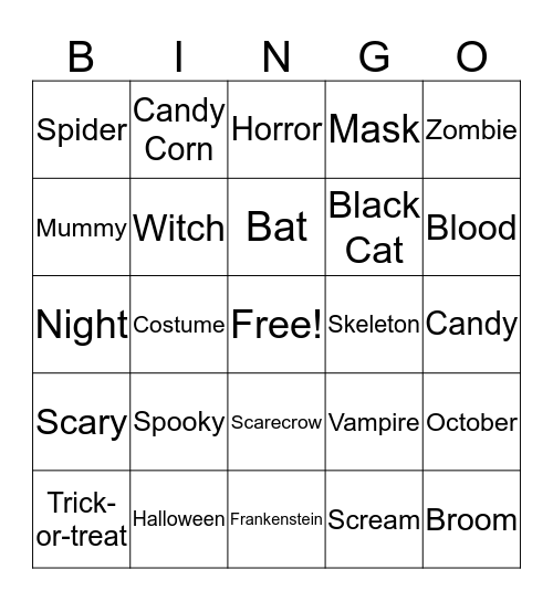 Halloween Bingo Card