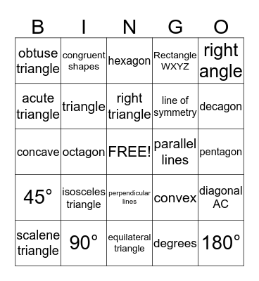 Unit 4 BINGO Card