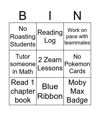 Amier's Challenge Bingo Card