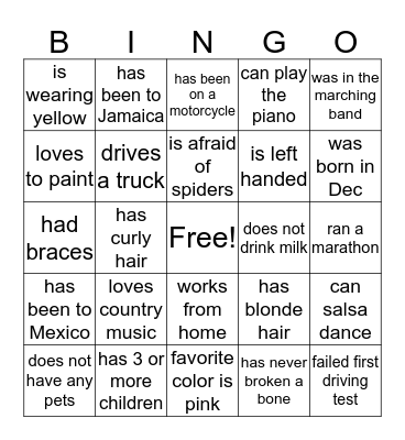 ICEBREAKER BINGO Card