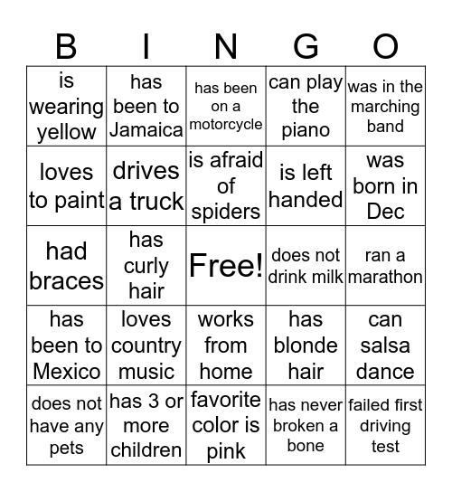 ICEBREAKER BINGO Card