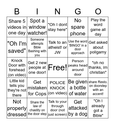 TRACTING BINGO!! Bingo Card