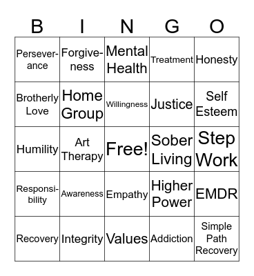 Simple Path Recovery - BINGO Bananza! Bingo Card