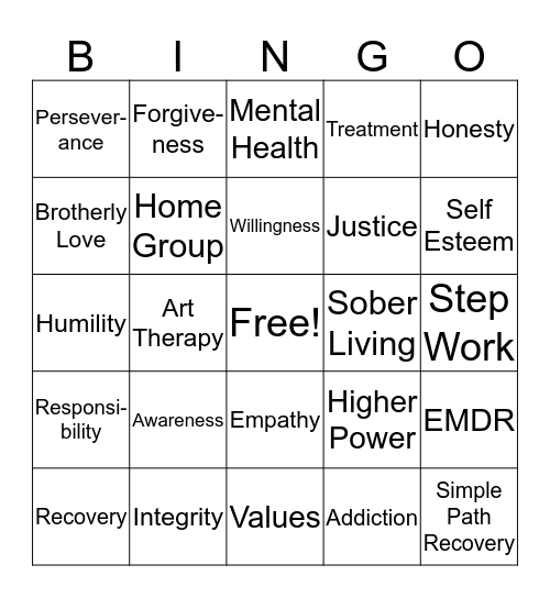 Simple Path Recovery - BINGO Bananza! Bingo Card