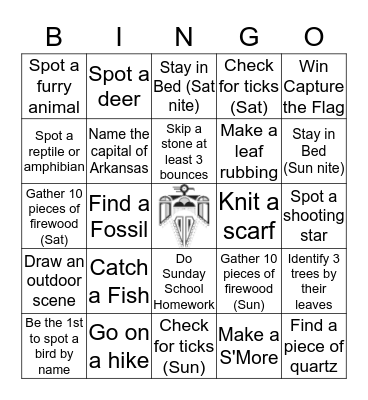 Arkansas Trip Bingo Card