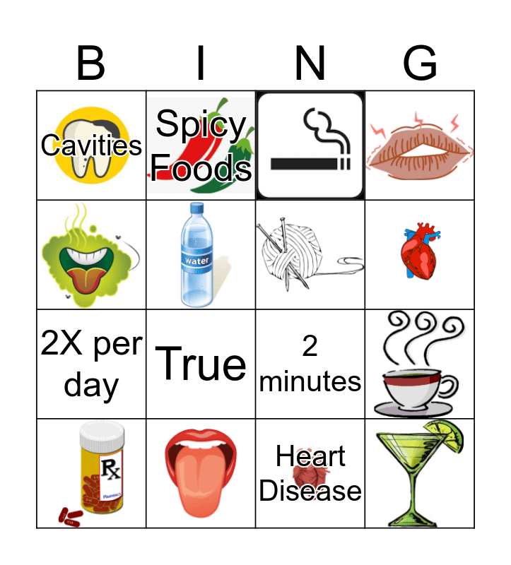 Oral Health Bingo Card