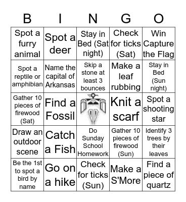 Arkansas Trip Bingo Card