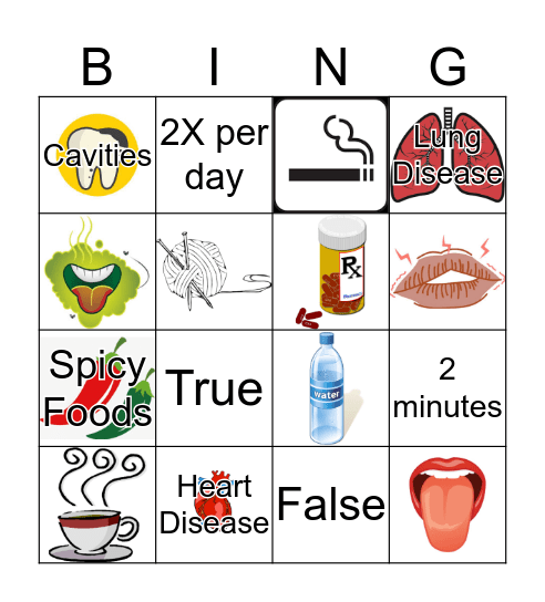 Oral Health Bingo Card