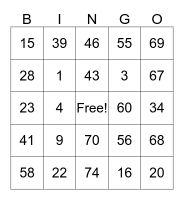 Halloween Bingo Card