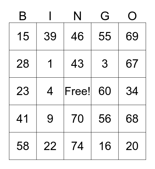 Halloween Bingo Card