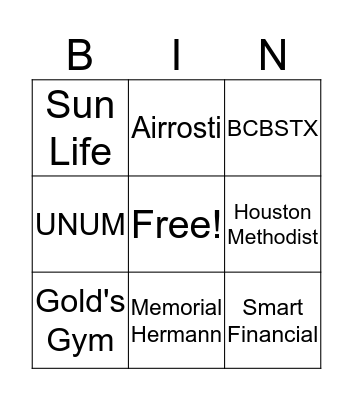 The Woodlands Township Health Fair Bingo Card