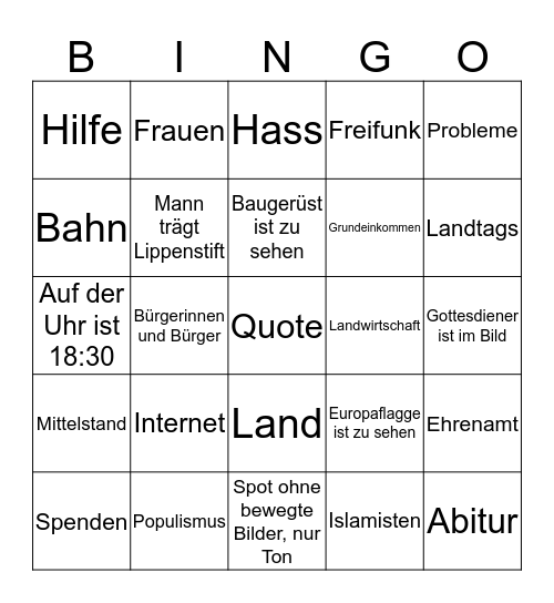 Landtagswahl in Hessen Bingo Card