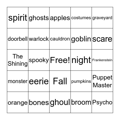 Halloween Bingo Card