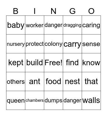 Ants at Work Bingo Card