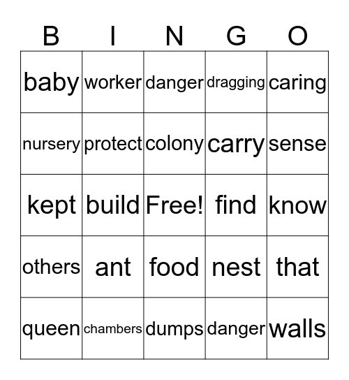 Ants at Work Bingo Card