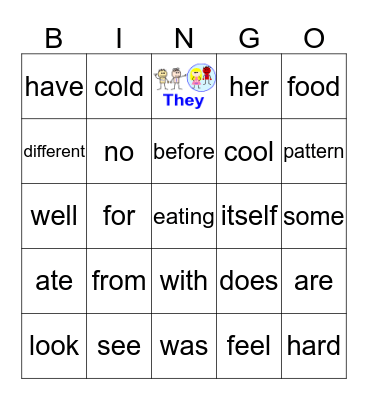 Sight Words Bingo Card