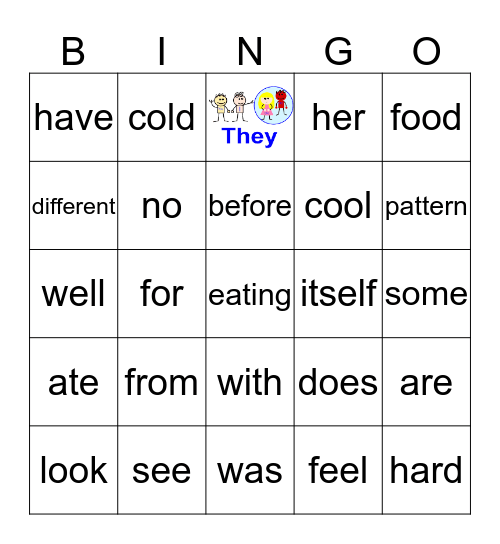 Sight Words Bingo Card