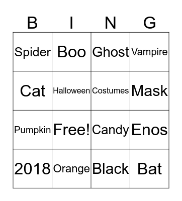 ENOS Halloween Bingo Card