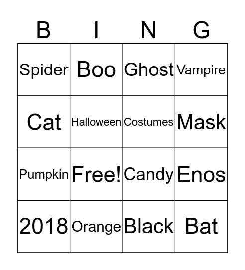 ENOS Halloween Bingo Card