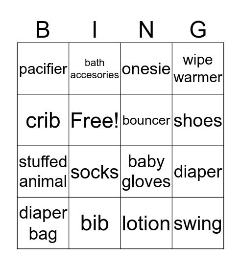 Baby Bingo Card