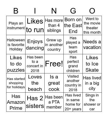Find Someone Who............ Bingo Card