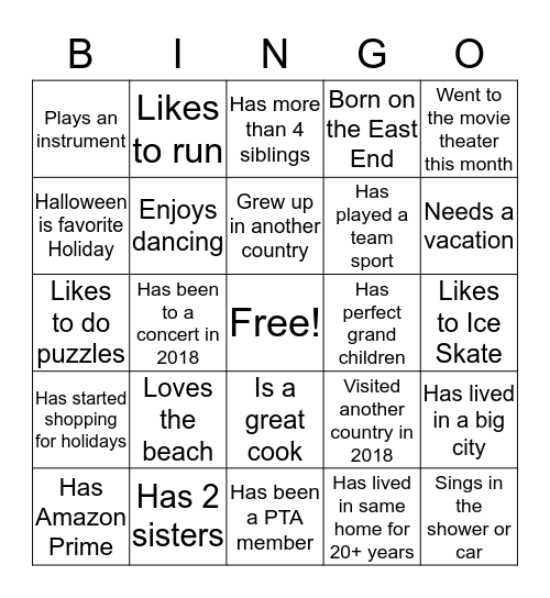 Find Someone Who............ Bingo Card