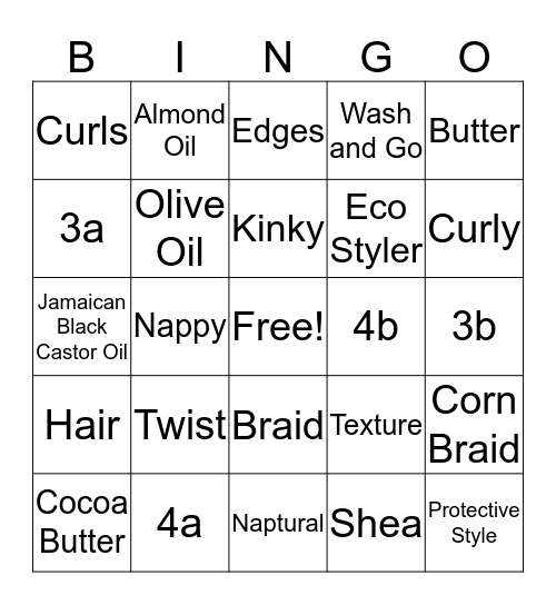 Natural Hair Fair  Bingo Card