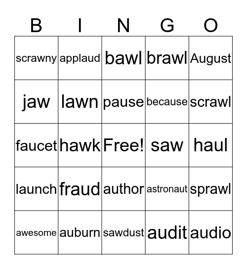 aw   au Bingo Card