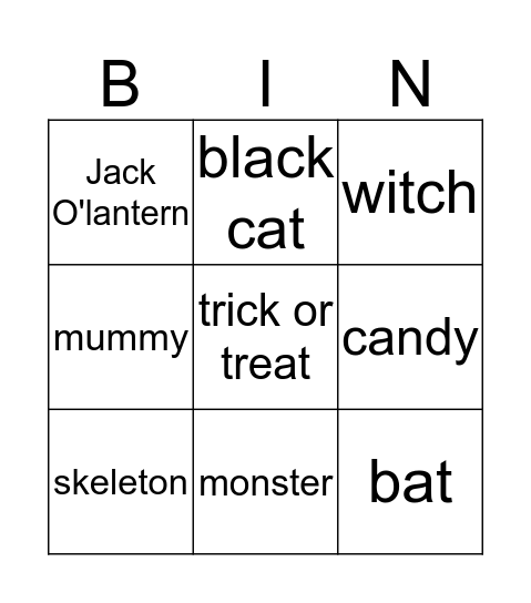 Happy Halloween! Bingo Card
