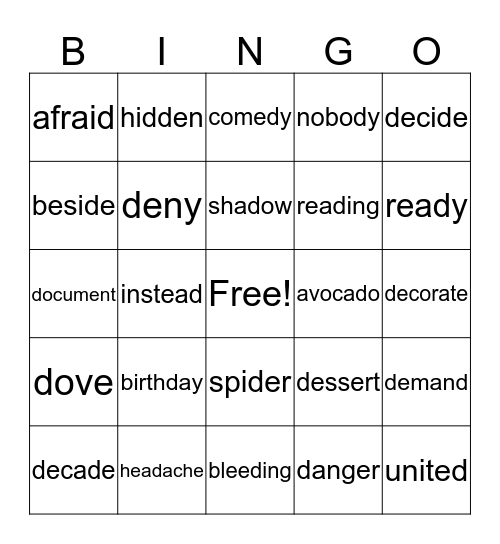 Untitled Bingo Card