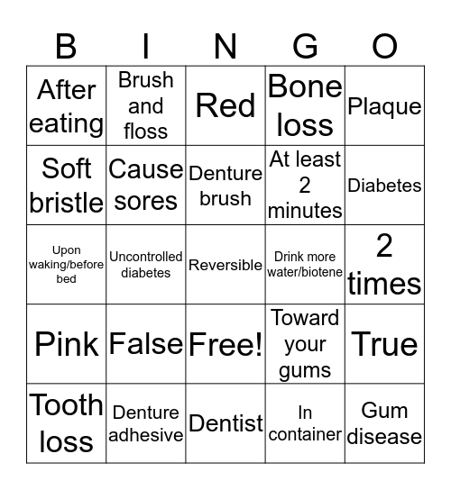 Every Tooth Counts Bingo Card