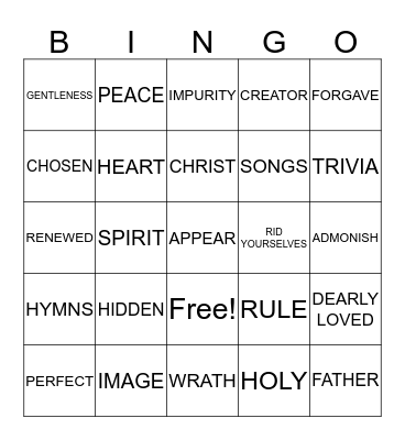 COLOSSIANS 3 Bingo Card