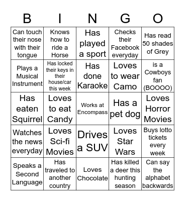 GET TO KNOW YOUR CO-WORKER Bingo Card