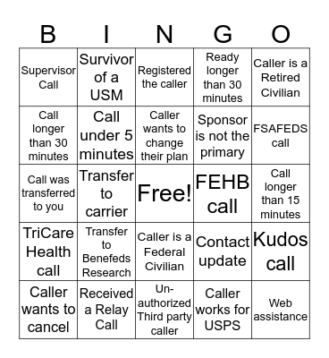 Benefeds OS Bingo Card