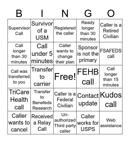 Benefeds OS Bingo Card