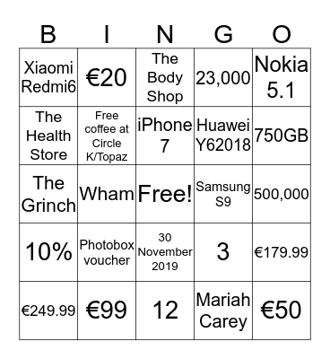 Flabingo! Bingo Card