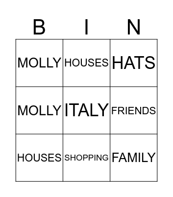 MARIE Bingo Card